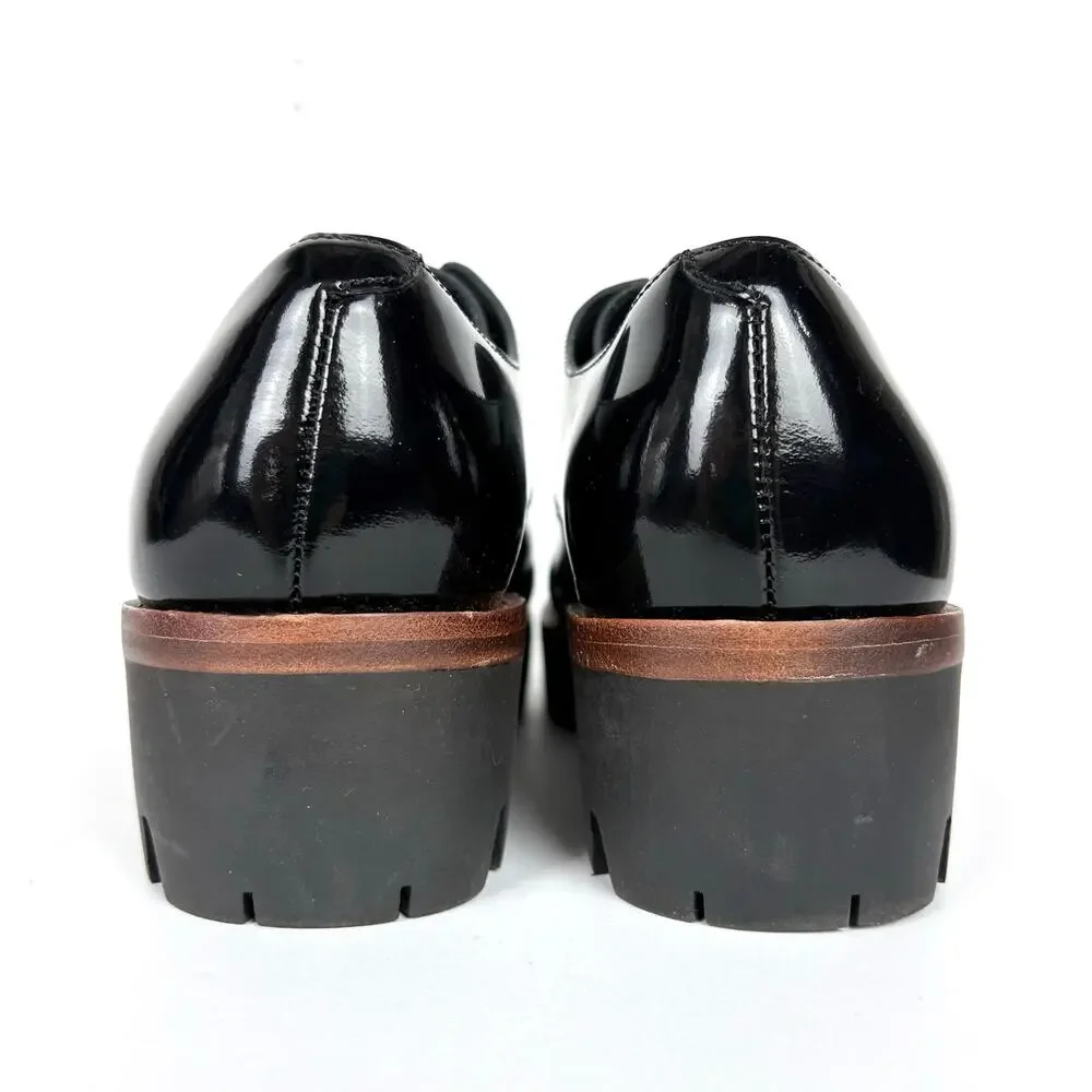 Jeffrey Campbell Trevor Platform Lug Sole Derby Oxfords Black Patent Leather 8